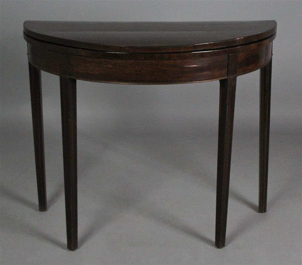 Appraisal: FEDERAL MAHOGANY DEMILUNE GAMES TABLE the games table with a