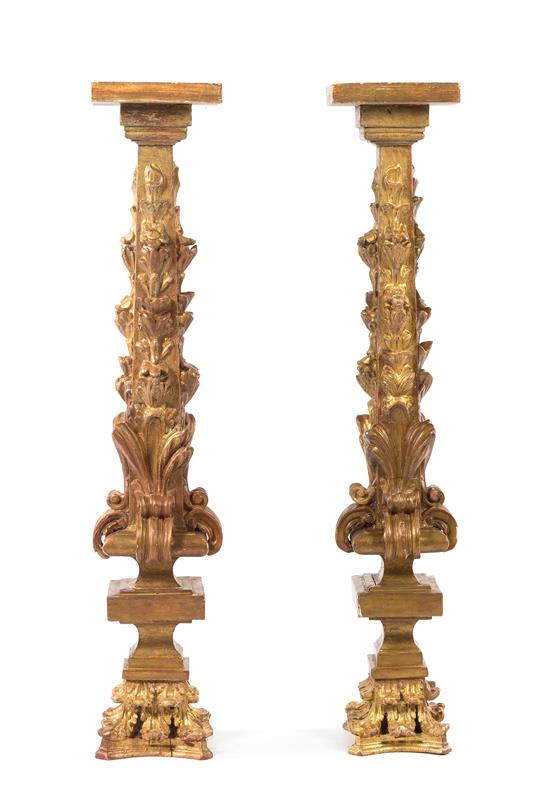 Appraisal: Sale Lot A Pair of Spanish Baroque Style Giltwood Pedestals