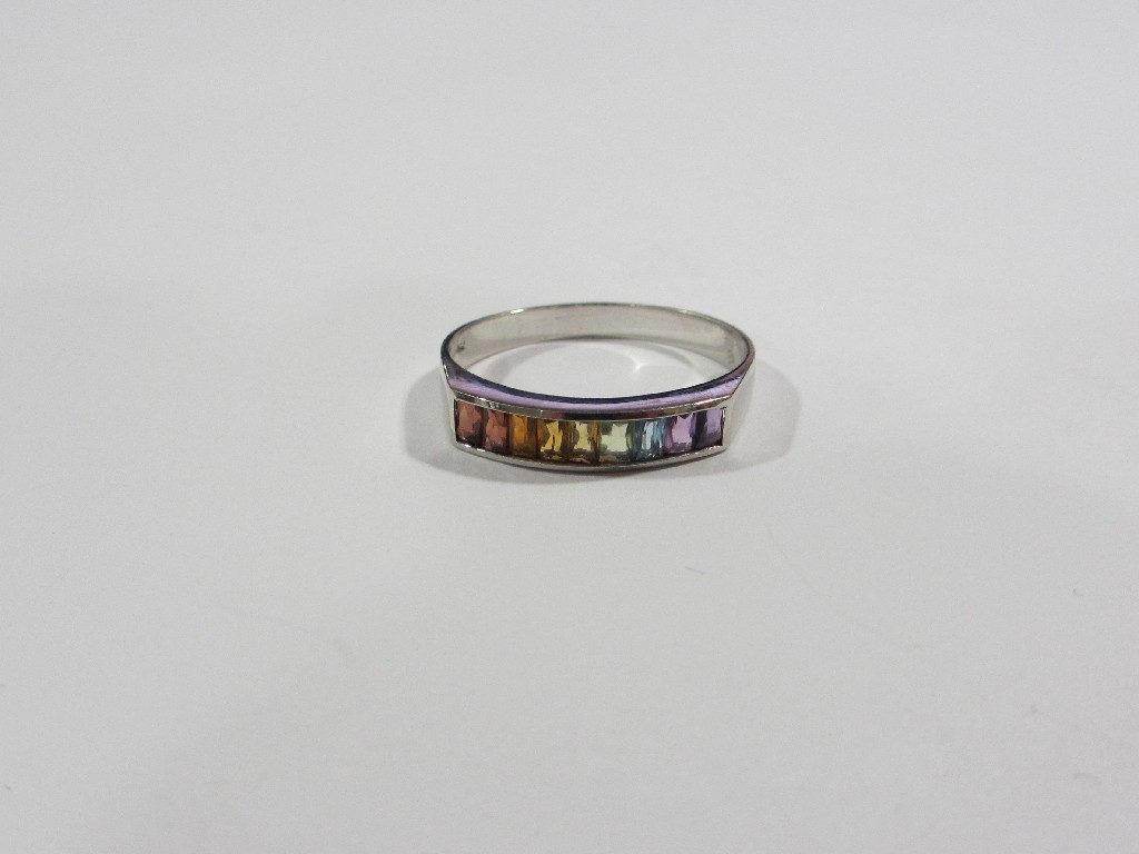 Appraisal: Eighteen carat white gold multi gem stone ring