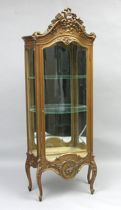 Appraisal: Gilt Display Case circa th Century Lovely curio cabinet with