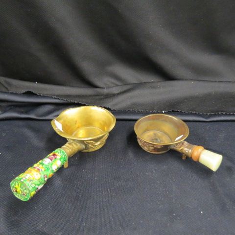 Appraisal: Oriental Cache Pots one with Peking enamel other with jade