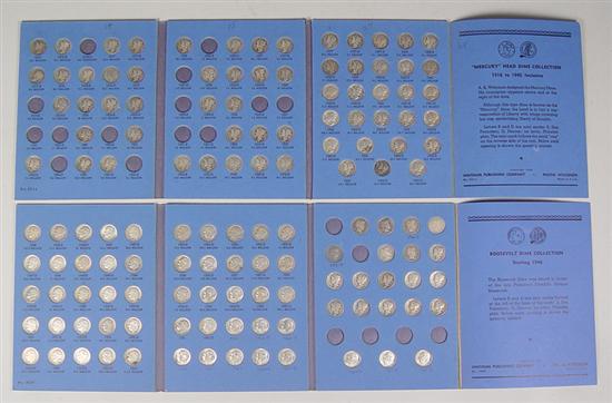 Appraisal: Silver Dimes Whitman book of Mercury dimes grading G-AU No