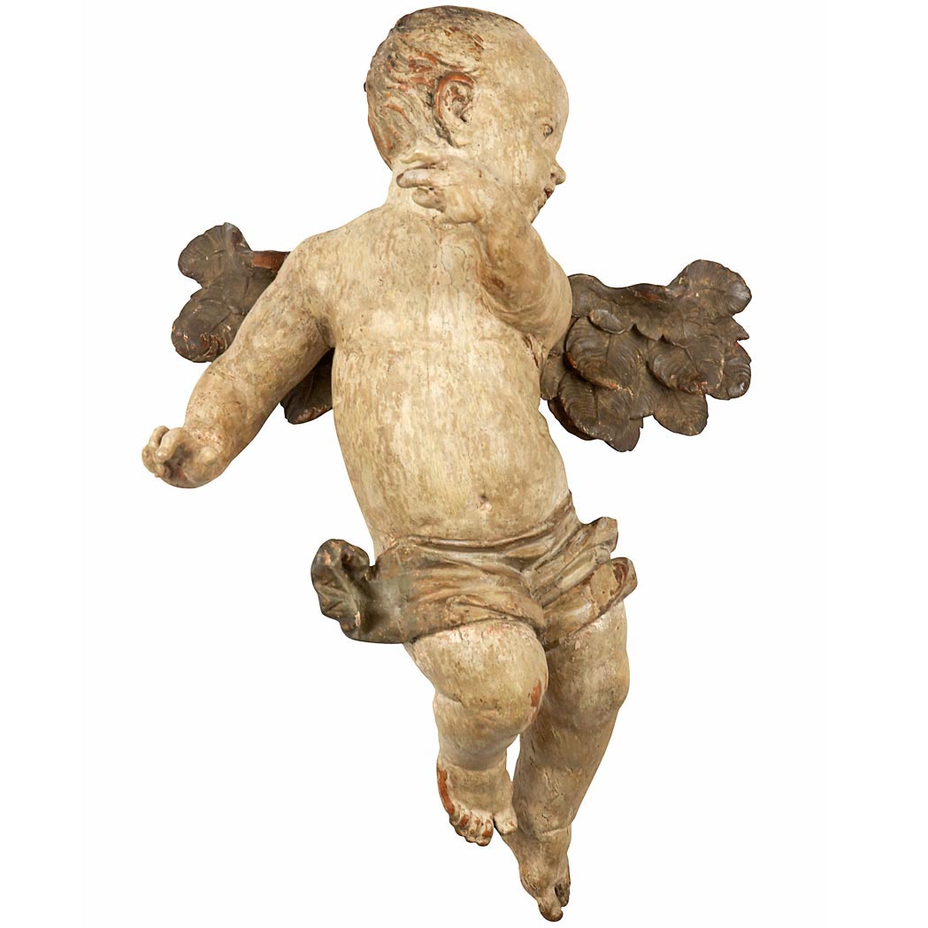 Appraisal: Italian Baroque Polychrome Figure of a Putto th Century Height