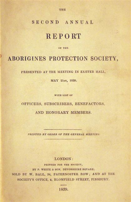 Appraisal: vol Aborigines Protection Society London - Thick vo mid to