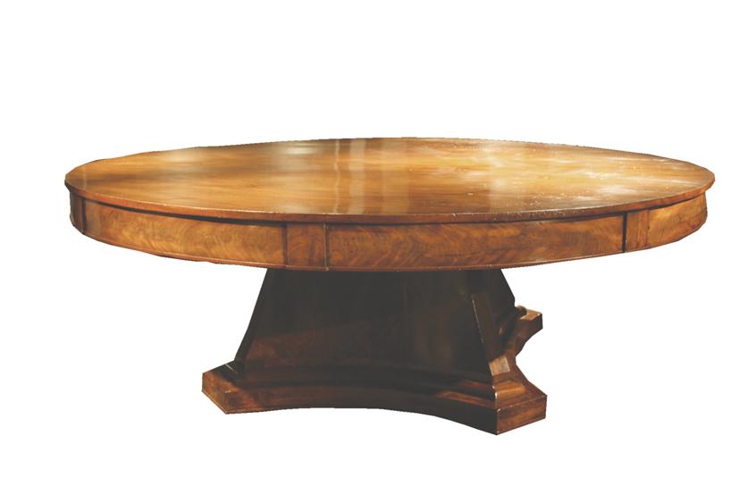 Appraisal: A MONUMENTAL MAHOGANY DINING TABLE in the manner of George