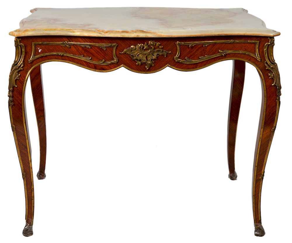 Appraisal: Louis XV Style French Rosewood Table French rosewood table with