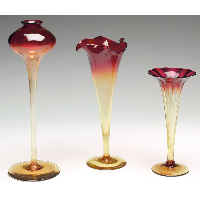 Appraisal: Amberina bud vase h with an Amberina vase h with