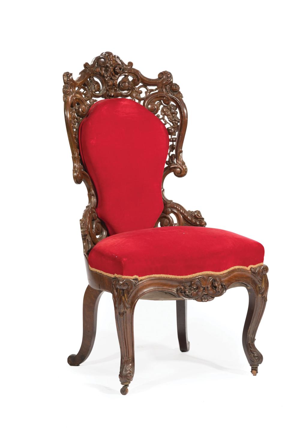 Appraisal: American Rococo Carved and Laminated Rosewood Parlour Chair attr to