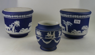 Appraisal: Large Adams Jasperware planters together with similar smaller Wedgwood items