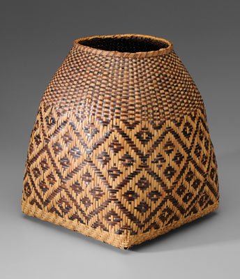 Appraisal: Cherokee River Cane Basket Lottie Stamper American - square-to-round format