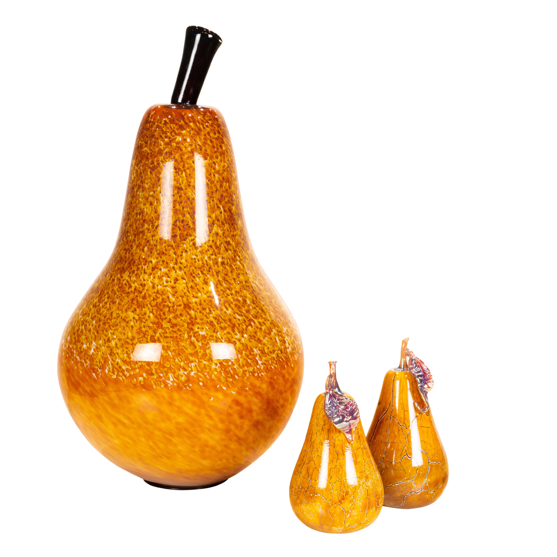 Appraisal: LOT OF A MASSIVE ART GLASS PEAR WITH TWO SMALLER