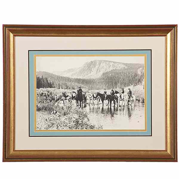 Appraisal: Charles J Belden Photograph of Group Crossing Stream Silver gelatin