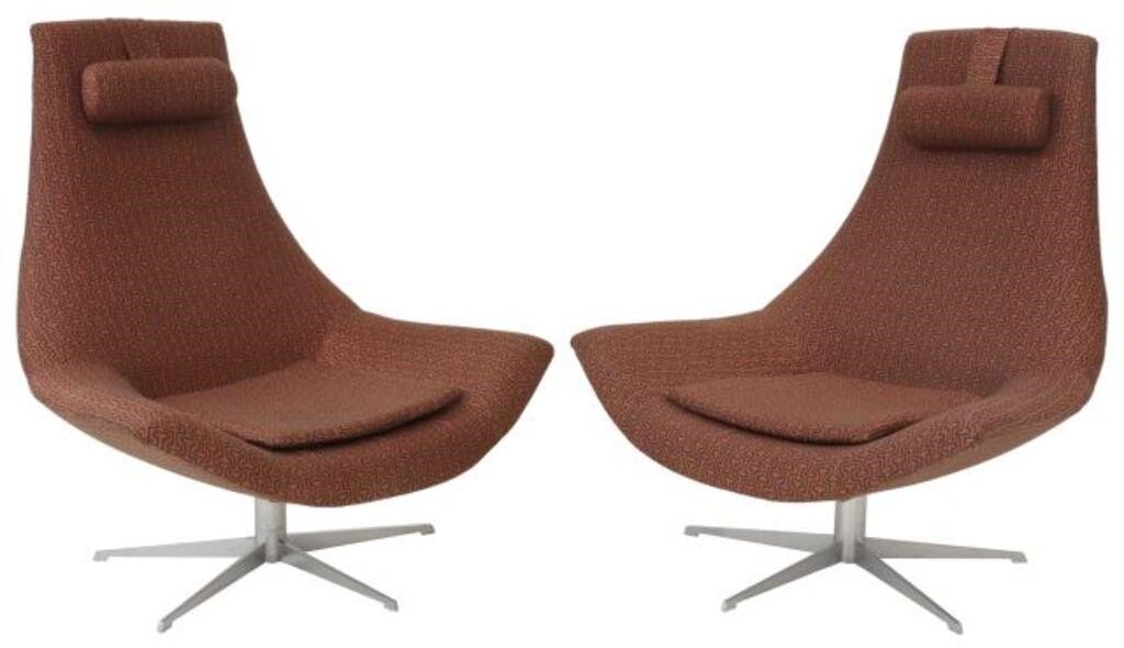 Appraisal: pair Italian modern swivel lounge chairs NFK International late th