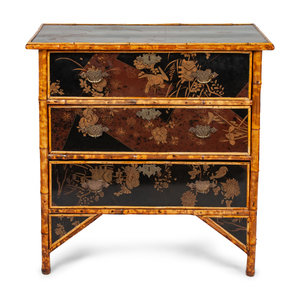 Appraisal: A Victorian Bamboo and Lacquer Chest of Drawers late th