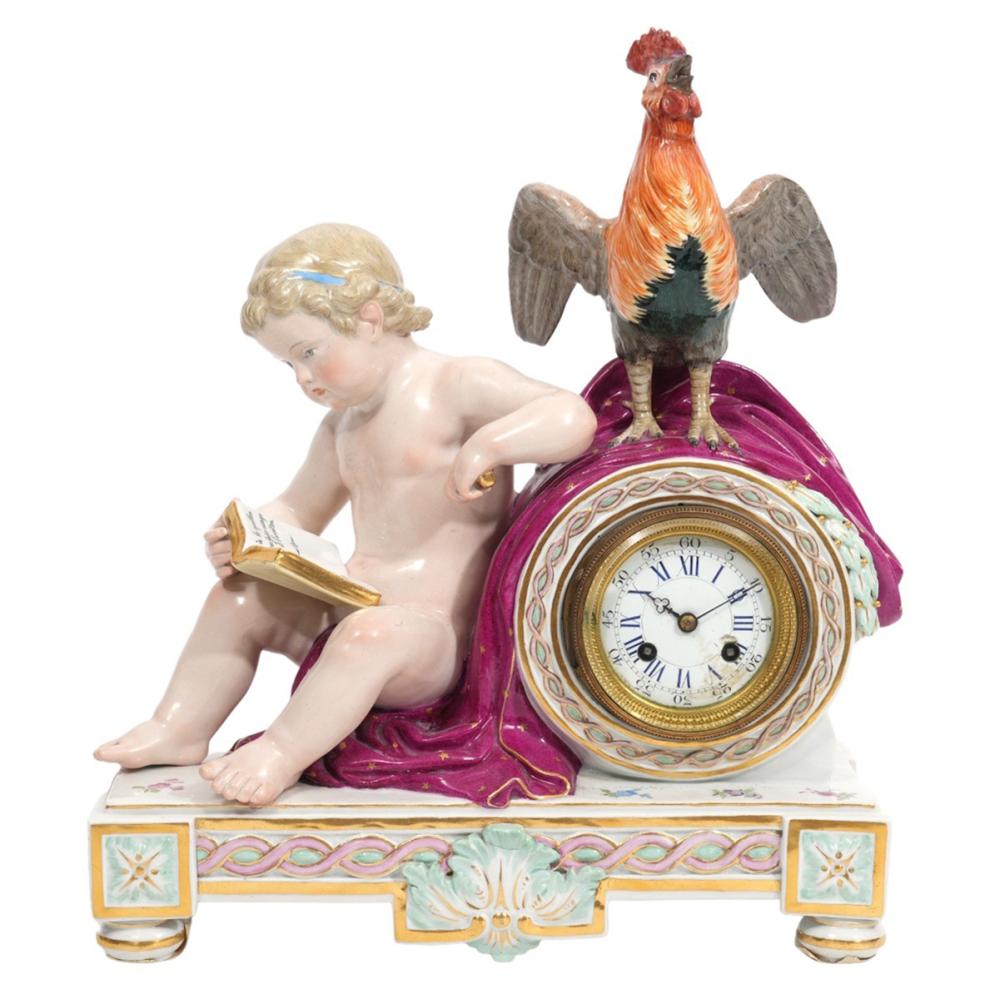 Appraisal: TH C MEISSEN PORCELAIN CHERUB MANTEL CLOCK th C Meissen