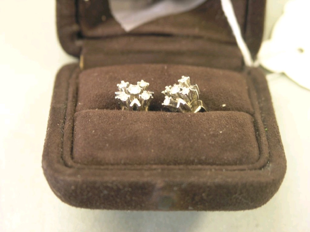 Appraisal: A pair of platinum and diamond ear-rings rosette form each