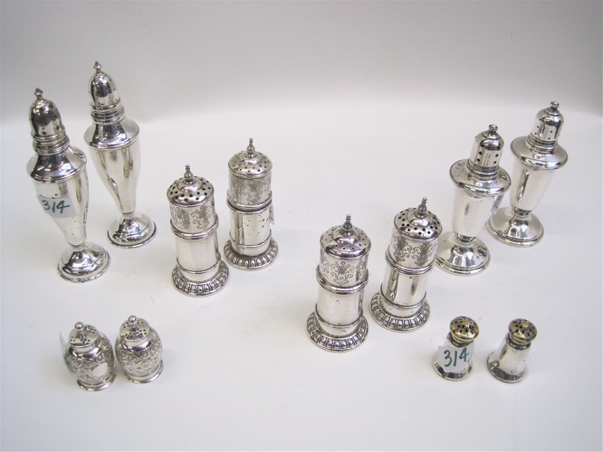 Appraisal: SIX SETS OF STERLING SALT PEPPER SHAKERS pieces American pair