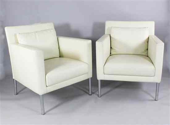 Appraisal: A pair of Walter Knoll German cream leather tub chairs