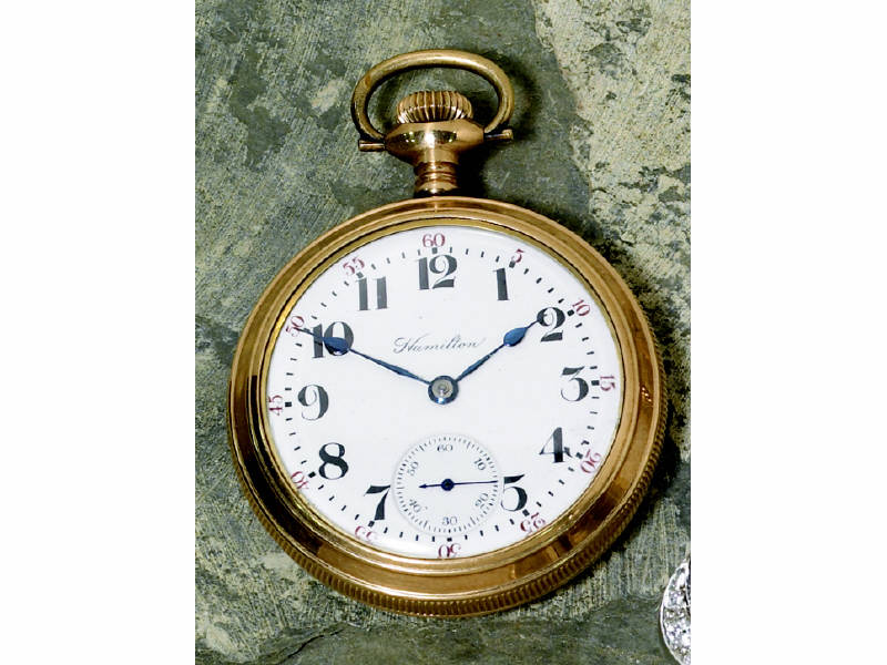 Appraisal: POCKET WATCH Hamilton open face watch with gold filled case