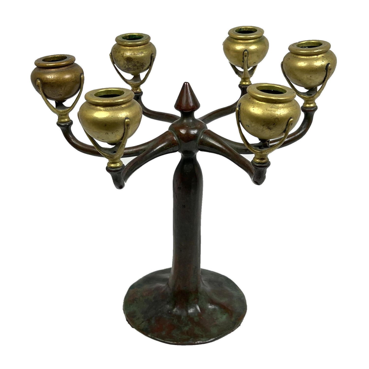 Appraisal: Vintage TIFFANY STUDIOS Bronze Candelabra Bronze stand with Six Arms