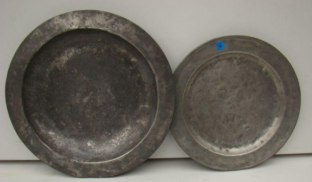 Appraisal: TWO PEWTER CHARGERS English Late th Early th CenturyDiameters and