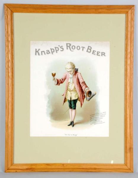 Appraisal: Paper Knapp's Root Beer Sign Description Framed under glass Condition