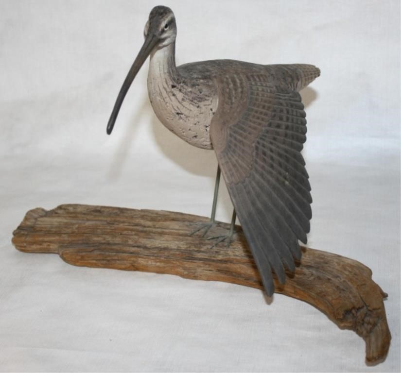 Appraisal: STAN SPARRE DENNIS MA CARVED AND PAINTEDCurlew shorebird decoy on