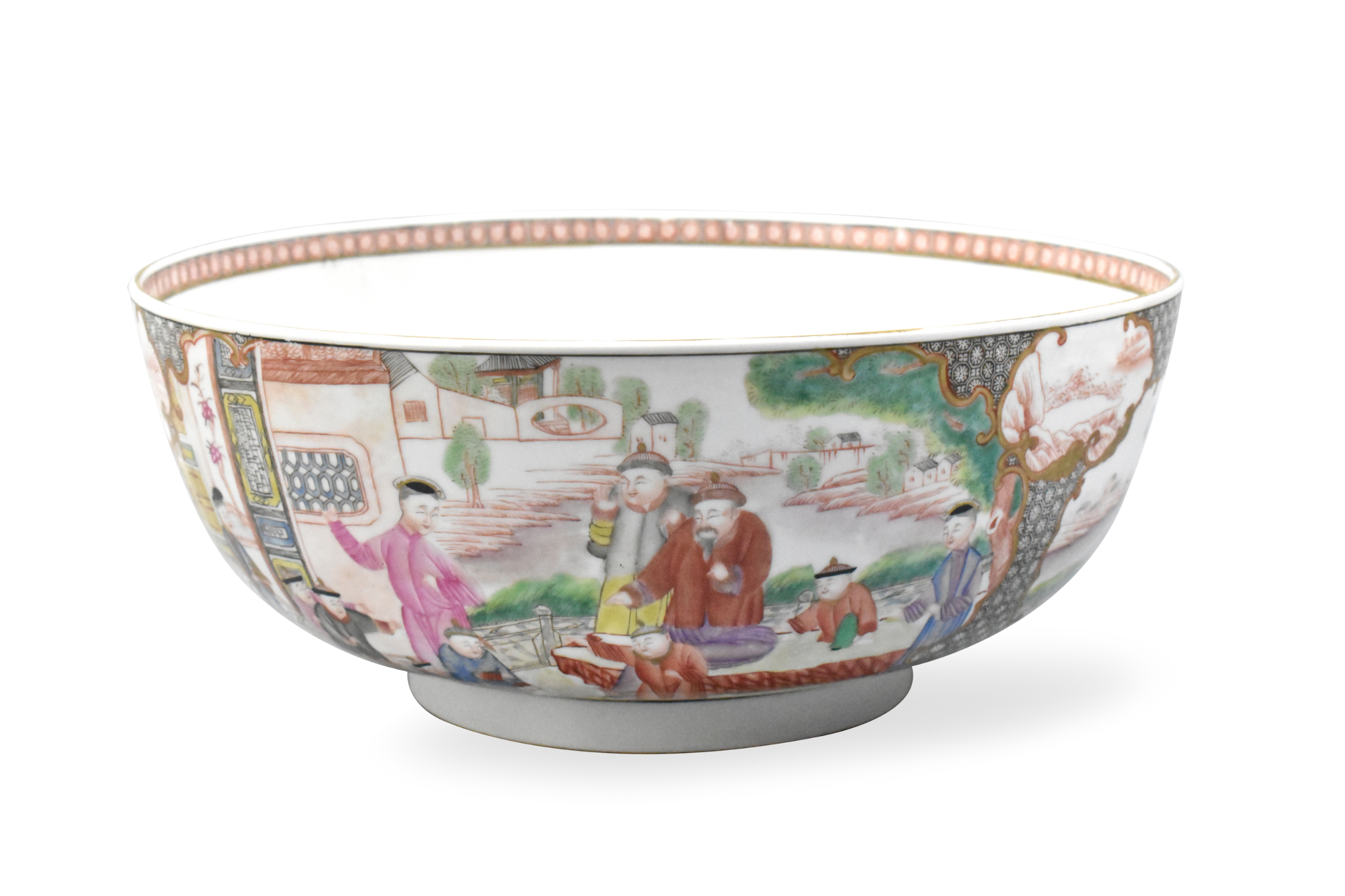 Appraisal: A Chinese Canton enmaled punch bowl with medallions featuring multiple