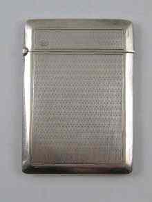 Appraisal: A silver engine turned card case Chester x cm