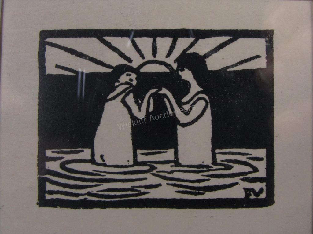 Appraisal: Felix Valloten French - x woodcut The Bathers initialed in