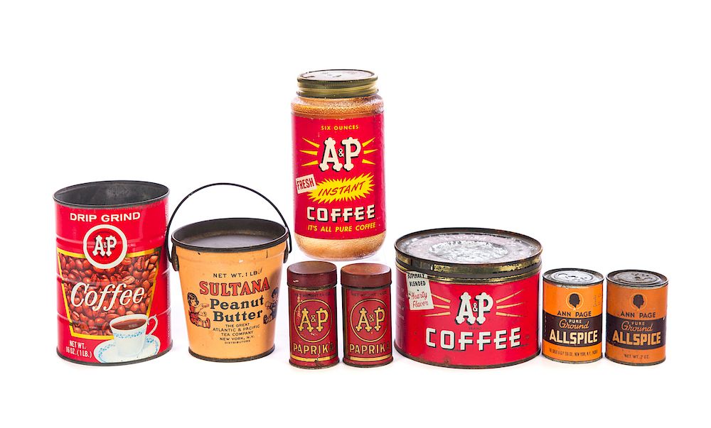 Appraisal: PCS Advertising Tins A P Coffee Good condition with normal