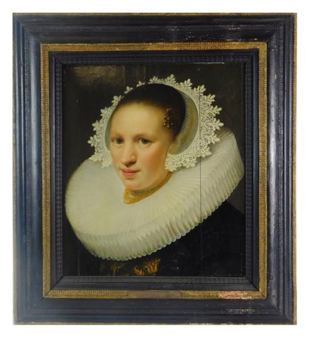 Appraisal: th C Dutch portrait with plaque attributing work to Michiel