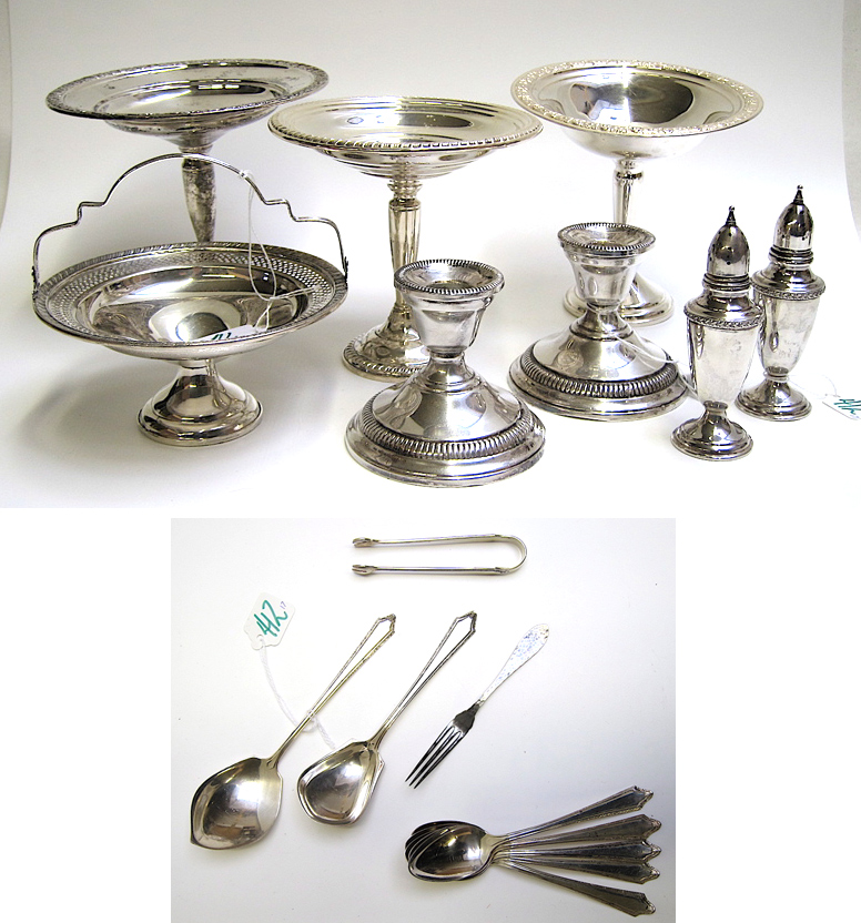 Appraisal: ASSORTED STERLING SILVER FLATWARE HOLLOWWARE seventeen pieces compotes handled pedestal