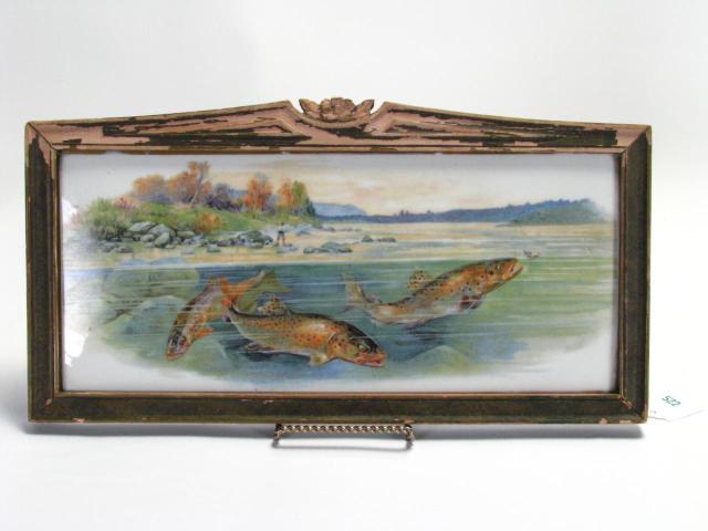 Appraisal: Limoges France Porcelain hand painted Fish Plaque depicting trout and