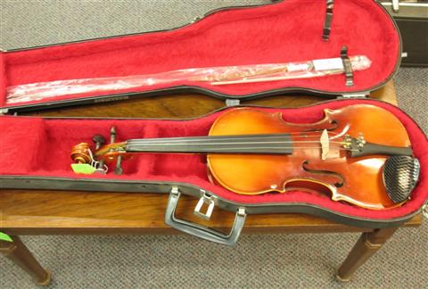 Appraisal: STRADIVARIUS COPY VIOLIN WITH BOW in case Provenance Gordon Keller