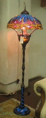 Appraisal: DRAGONFLY FLOOR LAMP having a stained jeweled and leaded art