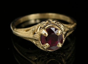 Appraisal: A Pretty Ruby Ring Set in Gold k yellow gold