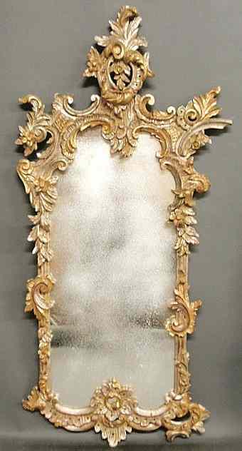 Appraisal: Louis XVI style carved wood mirror with silver and gilt