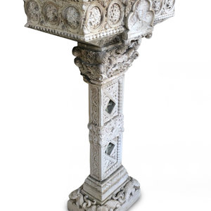 Appraisal: An Italian Gothic Style Metal Mounted Baptismal Font CIRCA EARLY