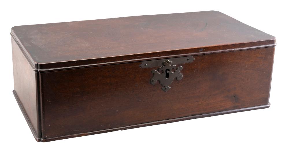 Appraisal: GEORGIAN LIFT-TOP MAHOGANY BOX MID- TH CENTURY HEIGHT WIDTH DEPTH