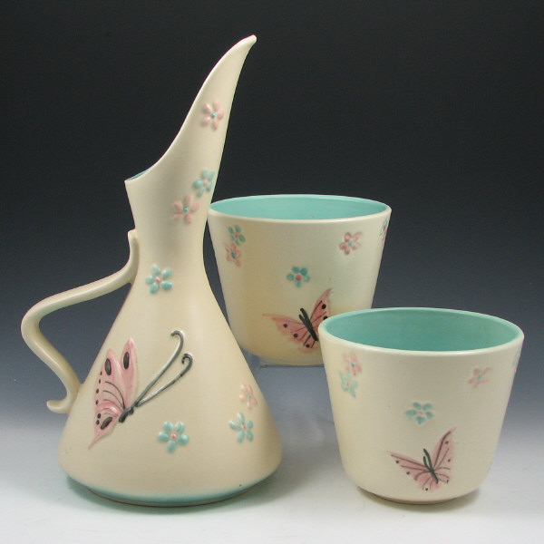 Appraisal: Hull Butterfly - Pitcher Jardiniere Three Hull Butterfly pieces in