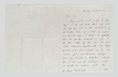 Appraisal: Two Edward Everett letters both autographic lines Washington February to