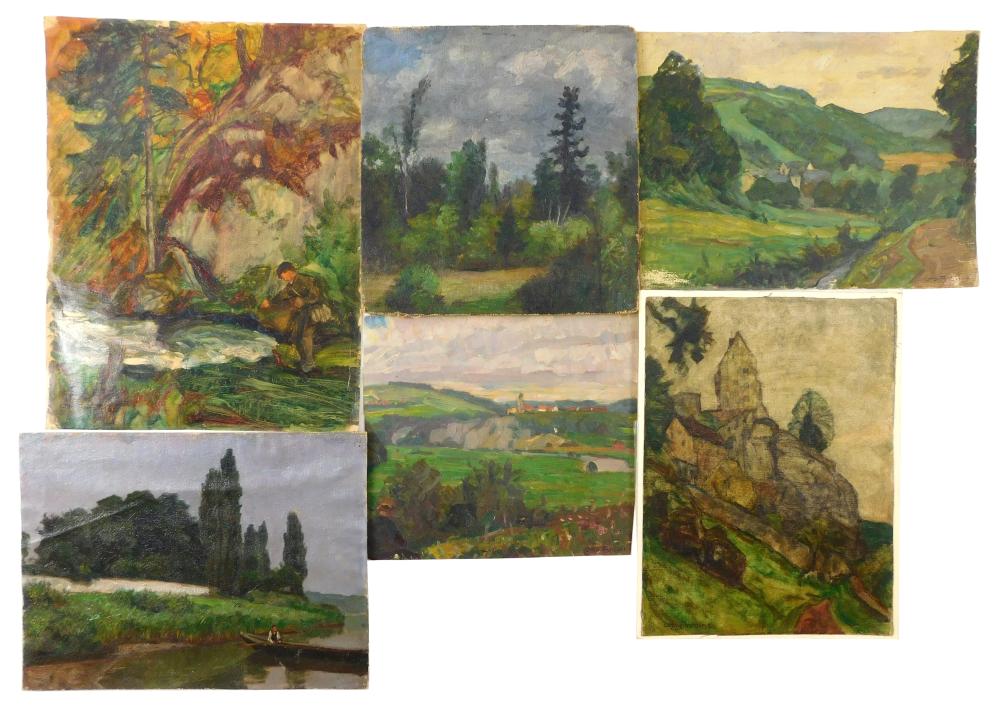 Appraisal: Otto Antoine German - six unframed oils on various substrates