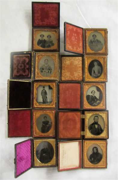 Appraisal: TEN AMBROTYPE CASED PHOTOS depicting traditional portraits of men women