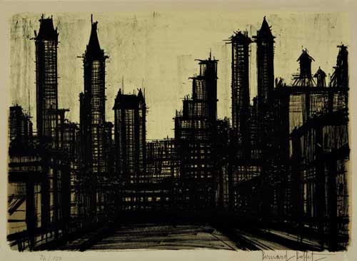 Appraisal: BERNARD BUFFET New York III Color lithograph x mm x