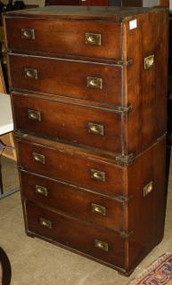 Appraisal: Pair of campaign chests brass bound walnut secondary oak Late