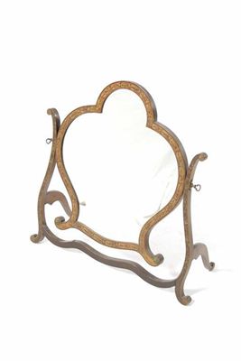 Appraisal: A Sheraton Revivial satinwood and mahogany dressing table mirror the