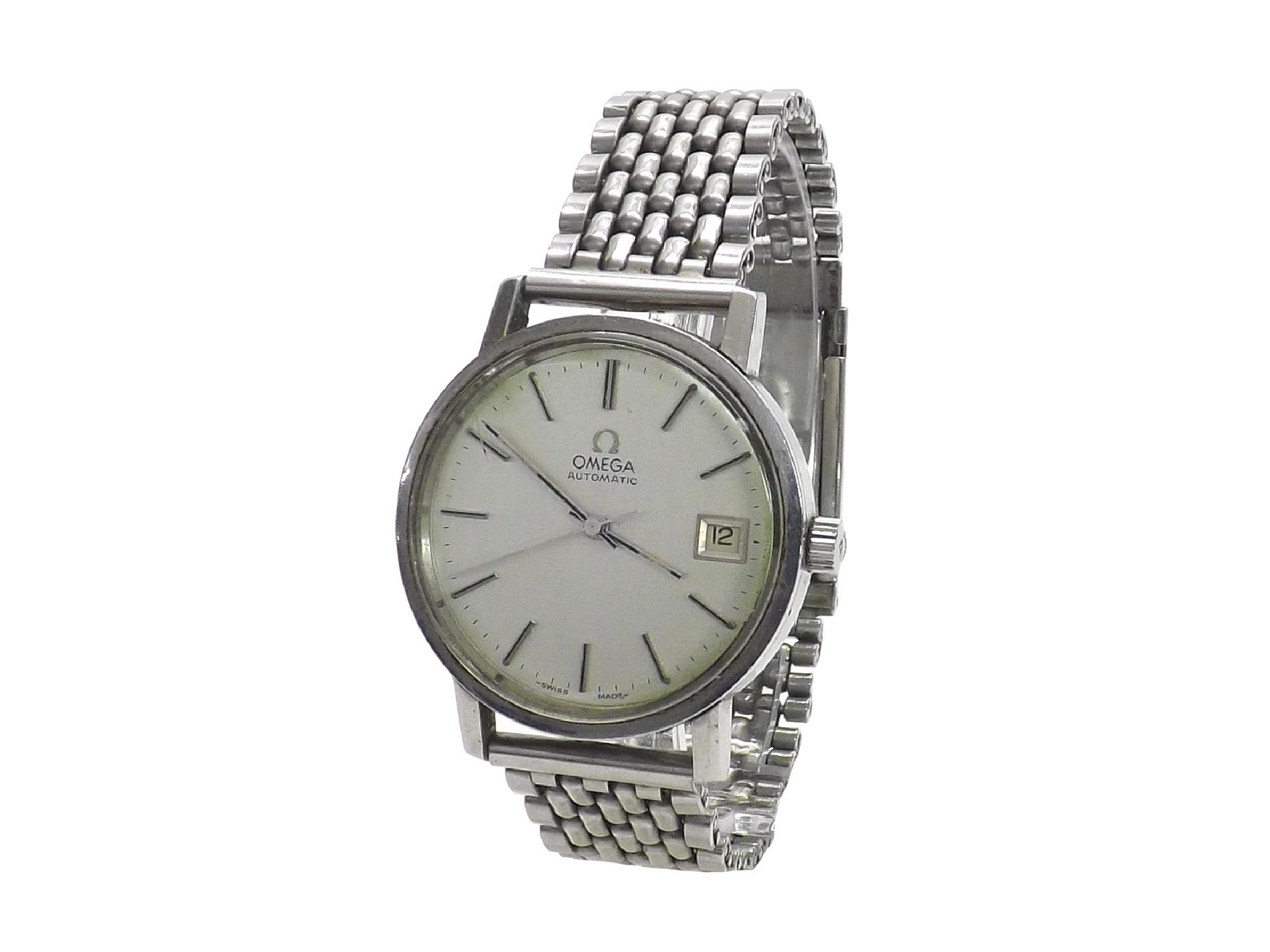 Appraisal: Omega automatic stainless steel gentleman's bracelet watch circa circular silvered