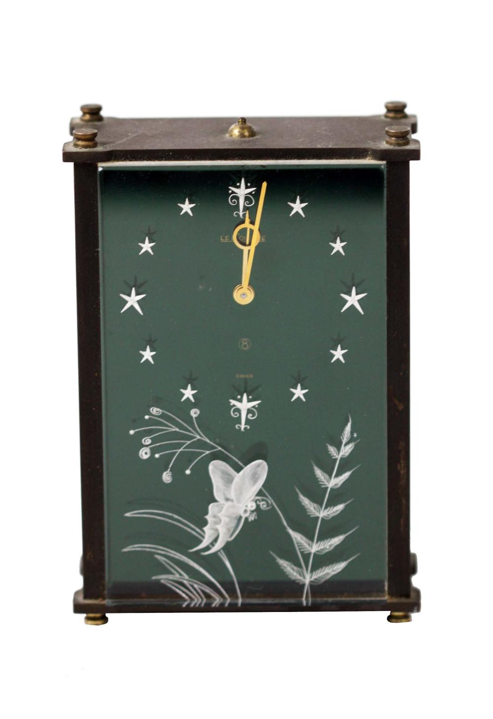 Appraisal: FRENCH LE COULTRE DESK CLOCKSwiss made Rectangular with a butterfly