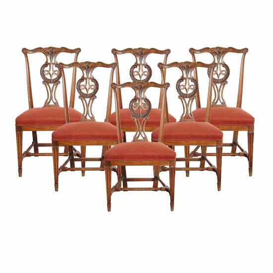 Appraisal: A Set of Six Swedish Gustavian Cherry Side Chairs circa